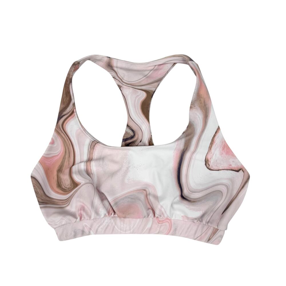 ST Marbled Pink Racerback Light Impact Activewear Yoga Pilates Sports Bra